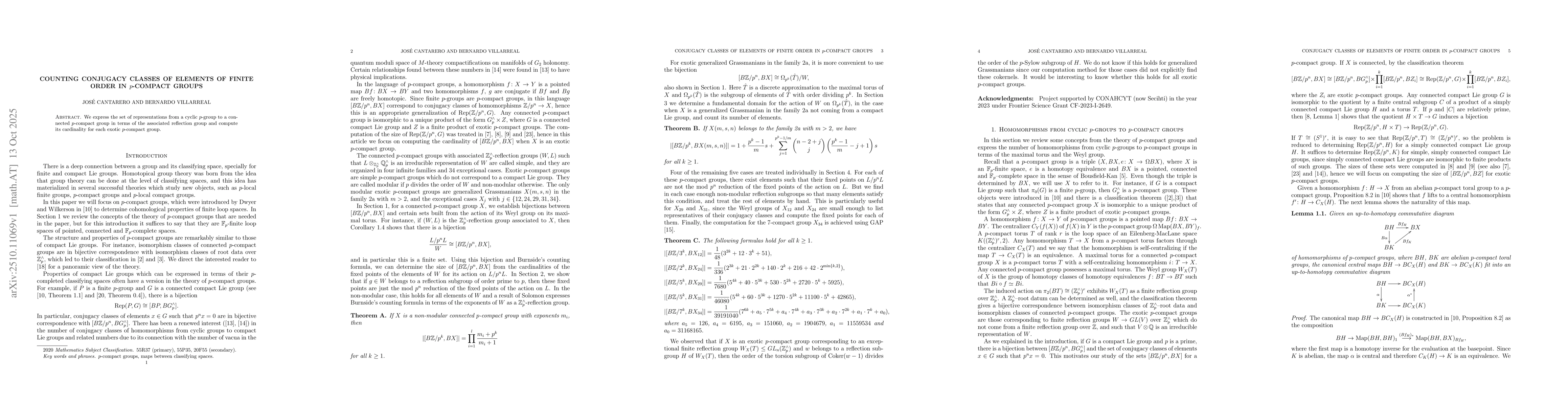 Thumbnail for Counting conjugacy classes of elements of finite order in p-compact
  groups