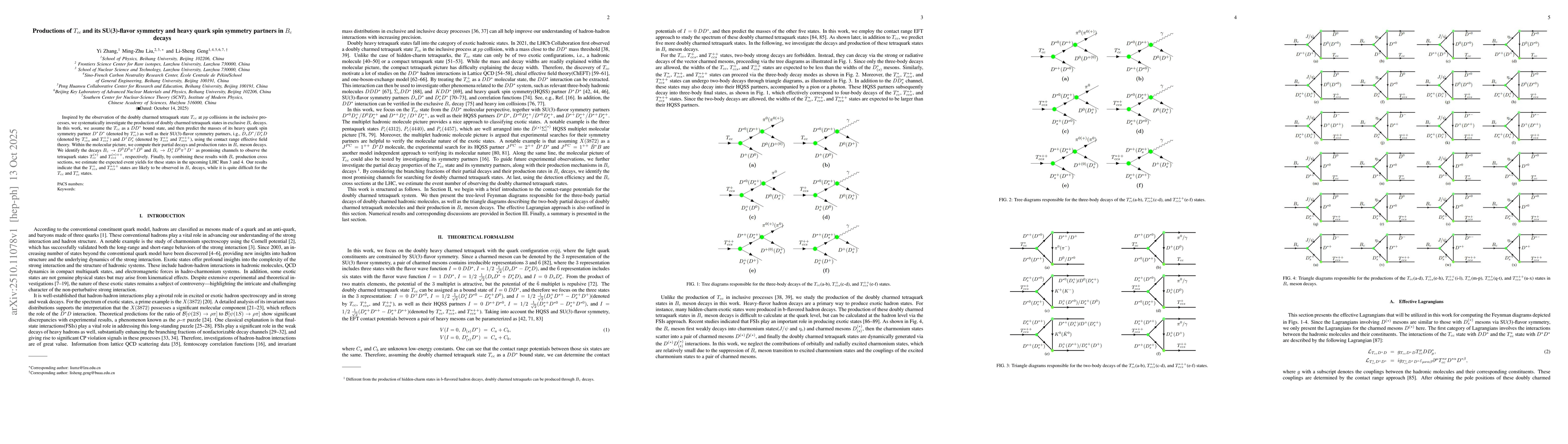 Thumbnail for Productions of $T_{cc}$ and its SU(3)-flavor symmetry and heavy quark
  spin symmetry partners in $B_c$ decays