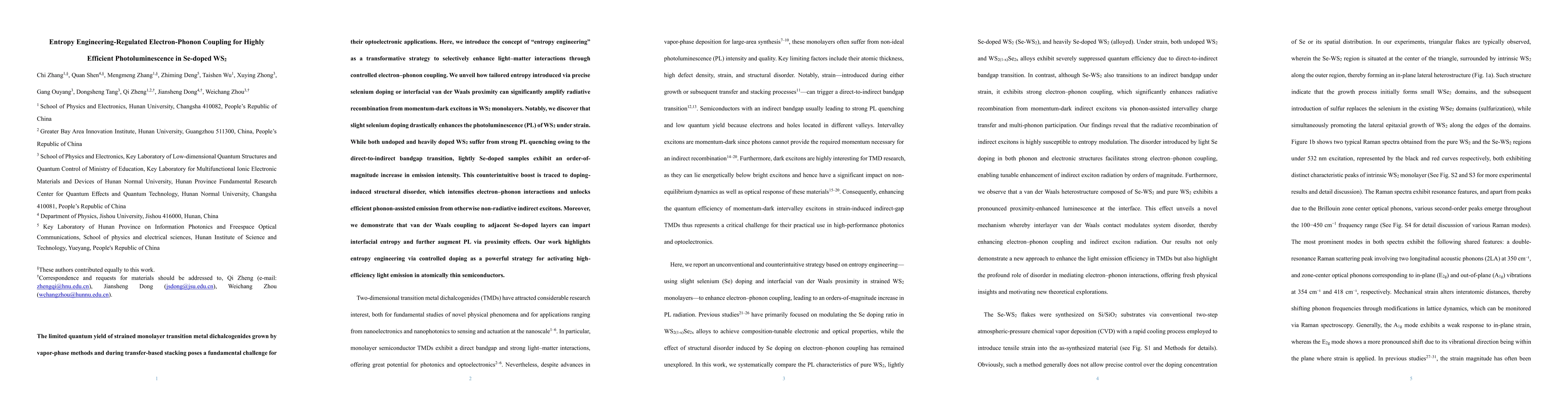 Thumbnail for Entropy Engineering-Regulated Electron-Phonon Coupling for Highly
  Efficient Photoluminescence in Se-doped WS2