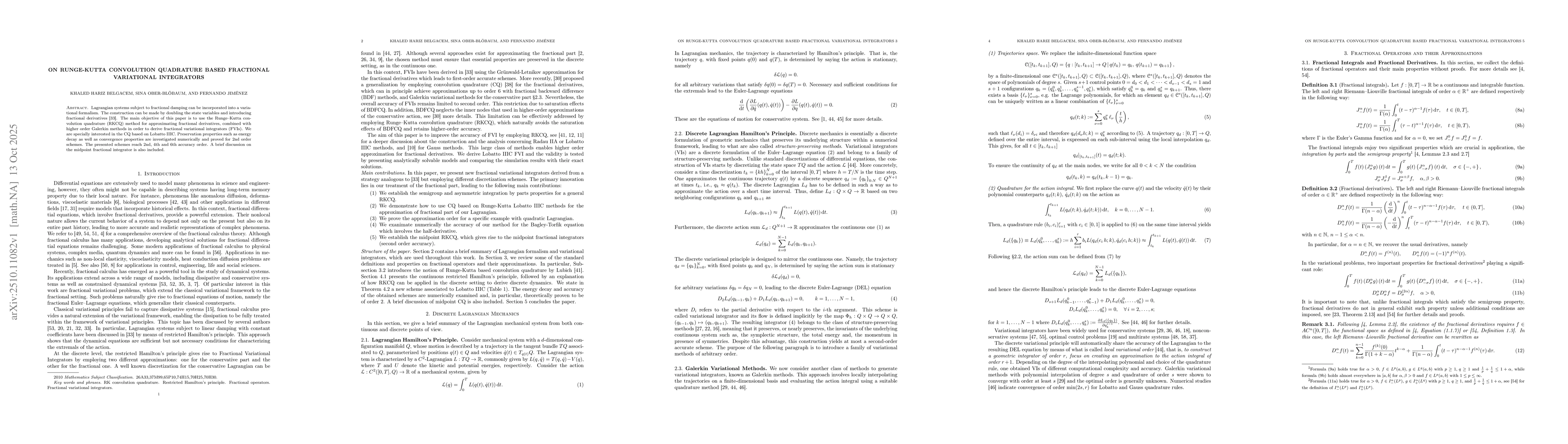 Thumbnail for On Runge-Kutta convolution quadrature based fractional variational
  integrators