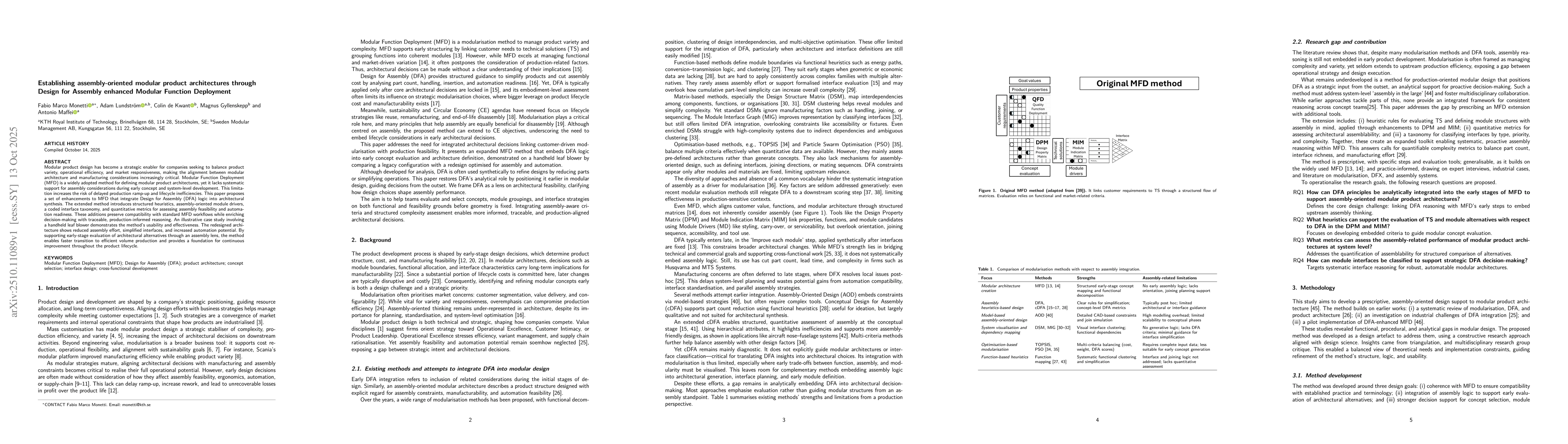 Thumbnail for Establishing assembly-oriented modular product architectures through
  Design for Assembly enhanced Modular Function Deployment