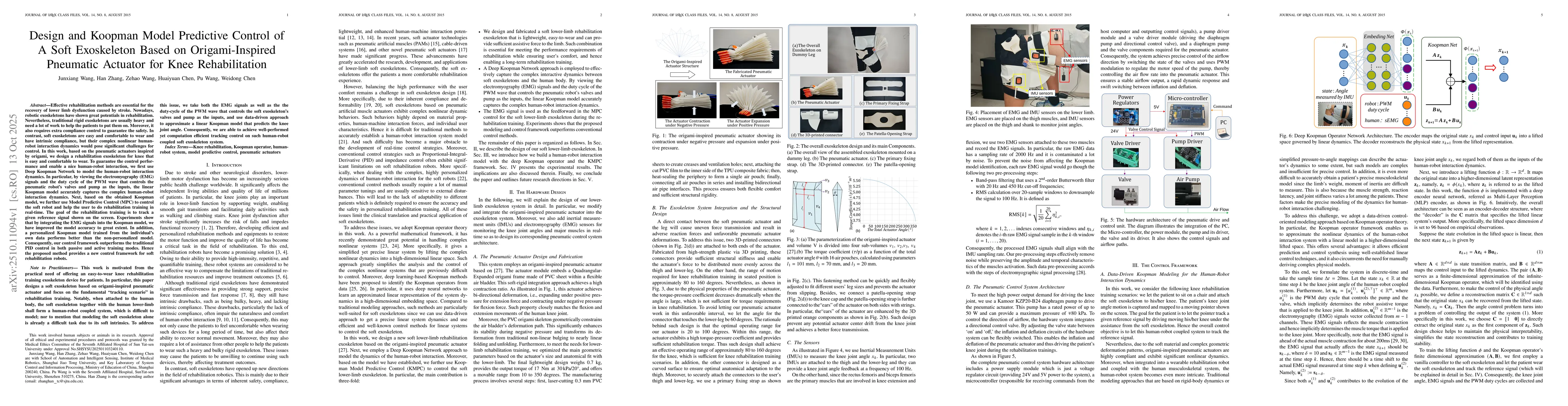 Thumbnail for Design and Koopman Model Predictive Control of A Soft Exoskeleton Based
  on Origami-Inspired Pneumatic Actuator for Knee Rehabilitation