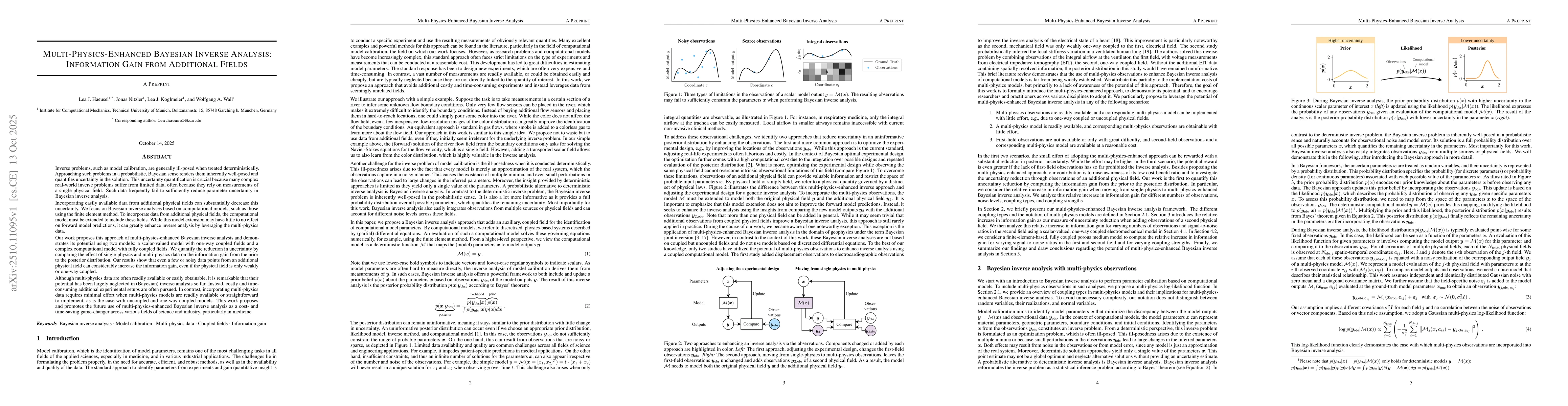 Thumbnail for Multi-Physics-Enhanced Bayesian Inverse Analysis: Information Gain from
  Additional Fields