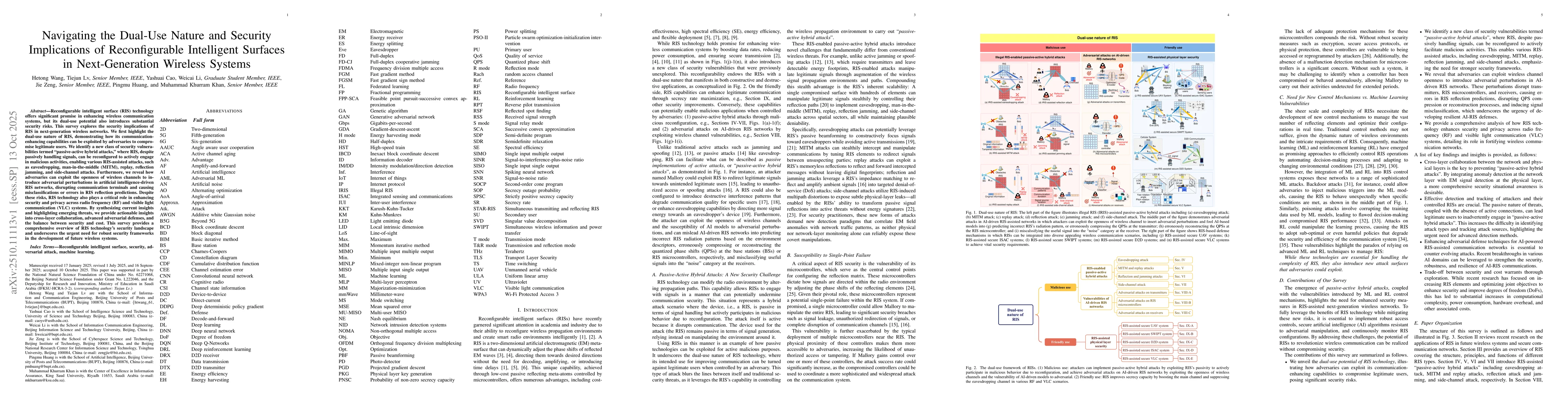 Thumbnail for Navigating the Dual-Use Nature and Security Implications of
  Reconfigurable Intelligent Surfaces in Next-Generation Wireless Systems