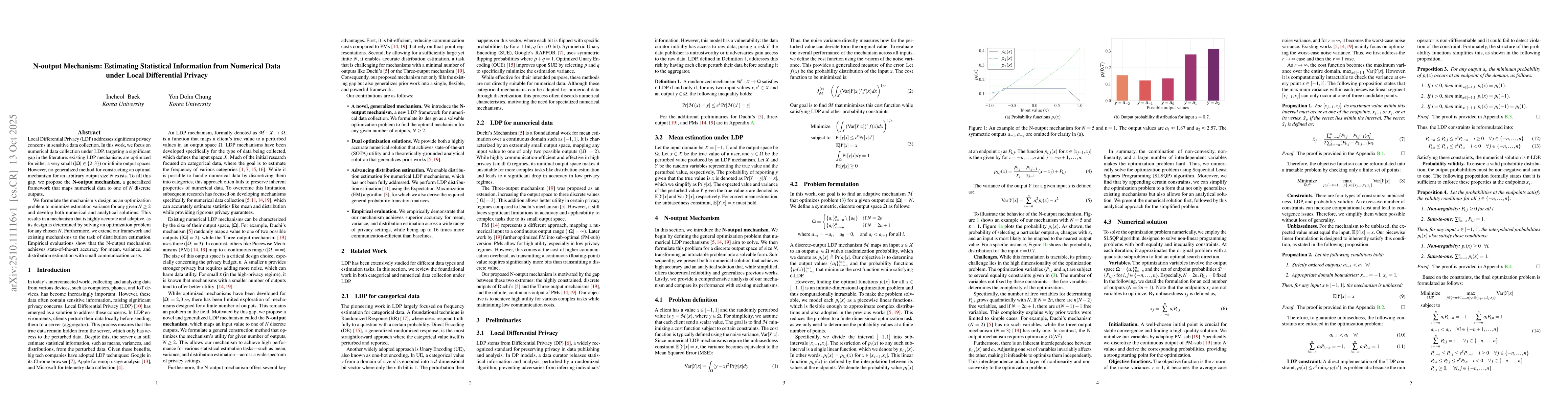 Thumbnail for N-output Mechanism: Estimating Statistical Information from Numerical
  Data under Local Differential Privacy