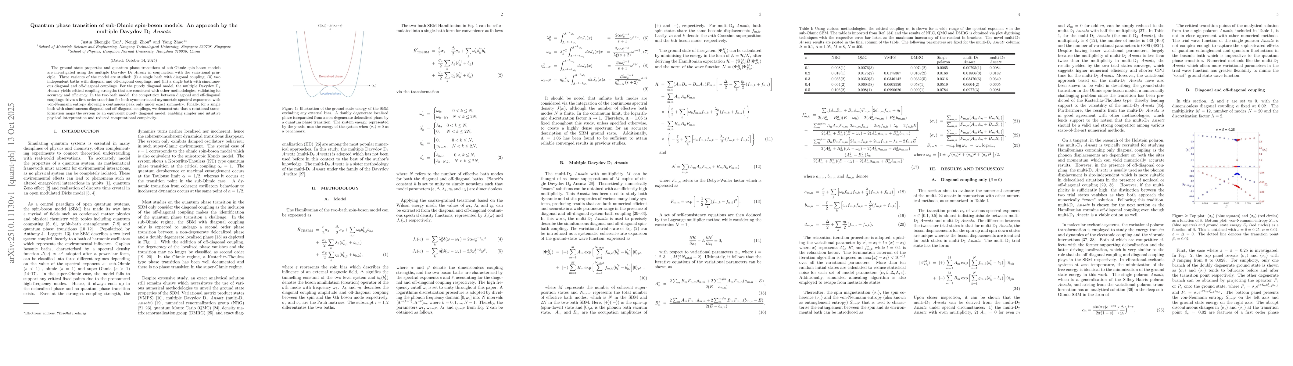 Thumbnail for Quantum phase transition of sub-Ohmic spin-boson models: An approach by
  the multiple Davydov D2 Ansatz
