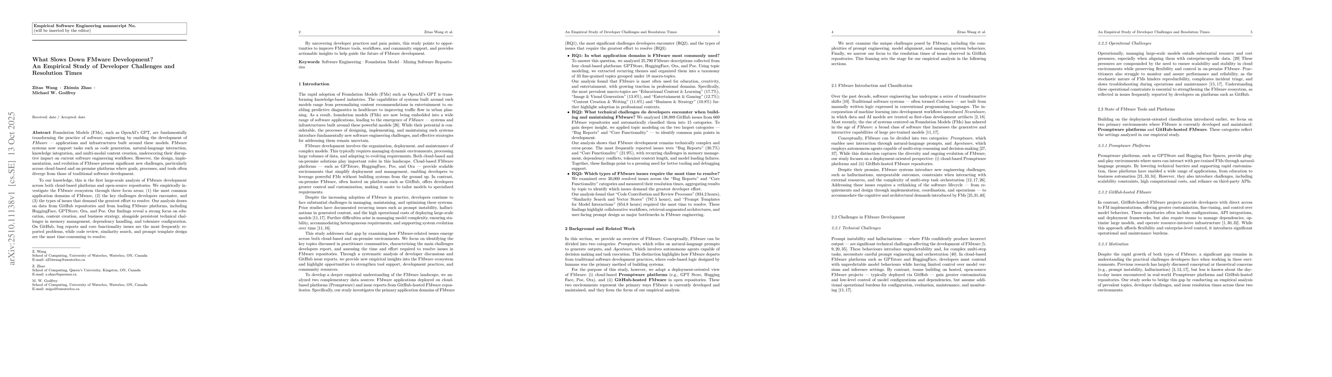 Thumbnail for What Slows Down FMware Development? An Empirical Study of Developer
  Challenges and Resolution Times