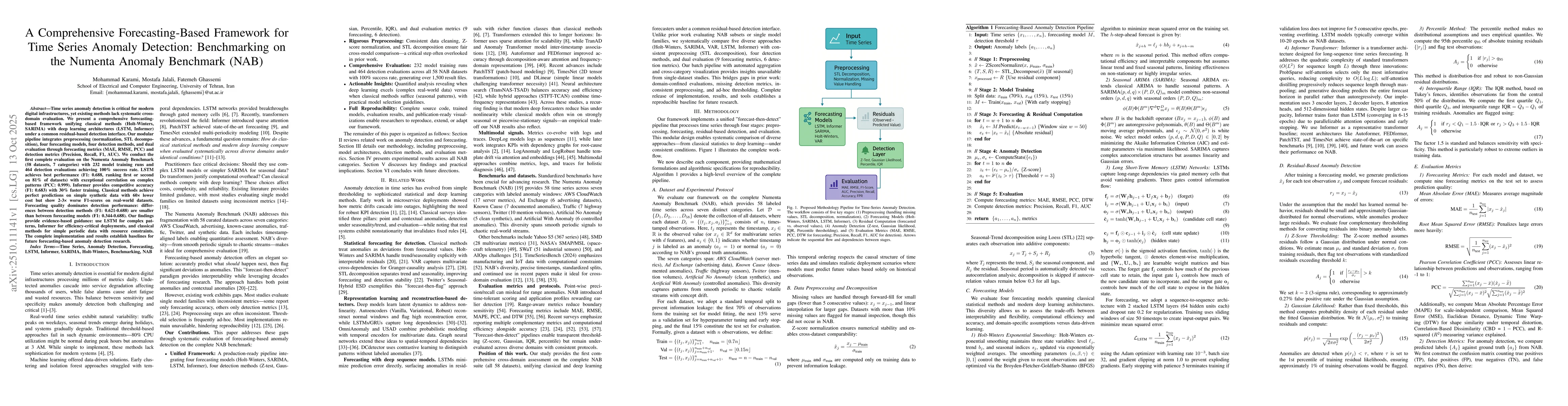 Thumbnail for A Comprehensive Forecasting-Based Framework for Time Series Anomaly
  Detection: Benchmarking on the Numenta Anomaly Benchmark (NAB)