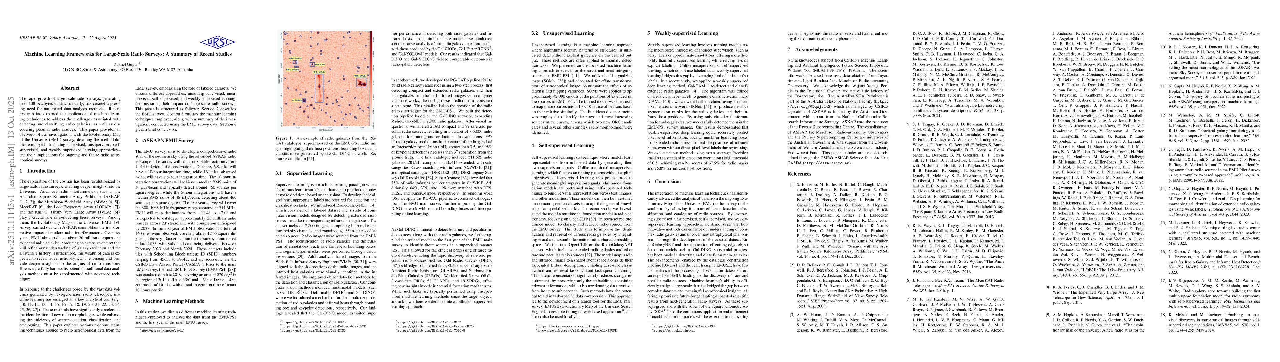 Thumbnail for Machine Learning Frameworks for Large-Scale Radio Surveys: A Summary of
  Recent Studies