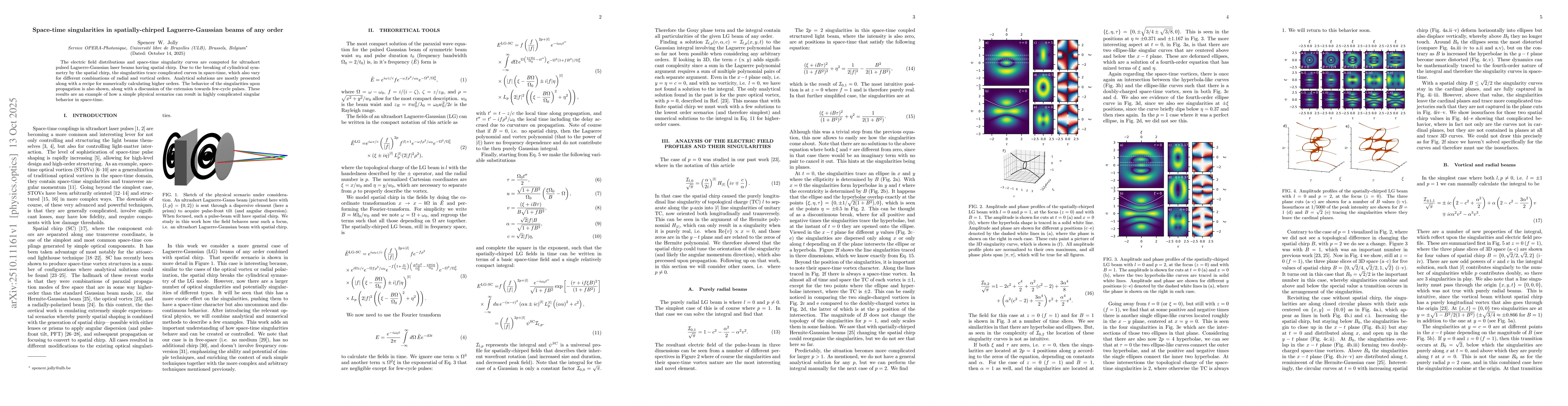 Thumbnail for Space-time singularities in spatially-chirped Laguerre-Gaussian beams of
  any order
