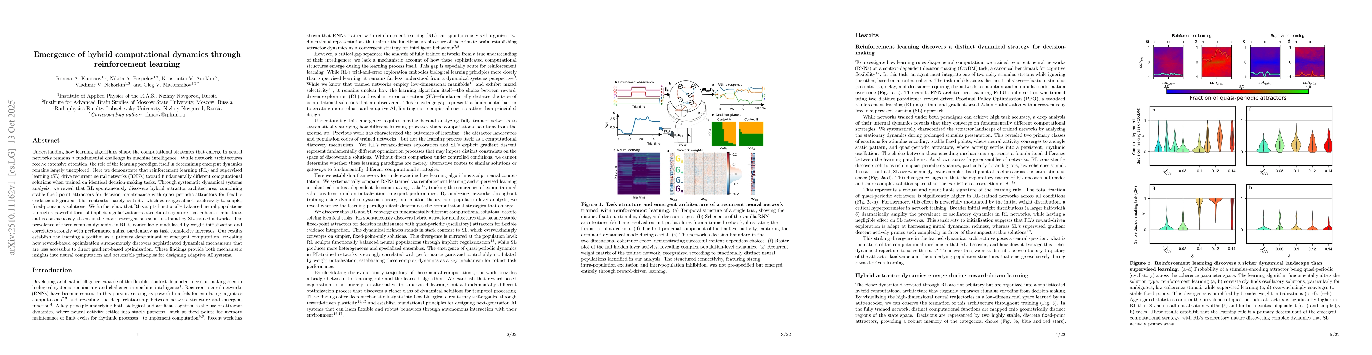Thumbnail for Emergence of hybrid computational dynamics through reinforcement
  learning