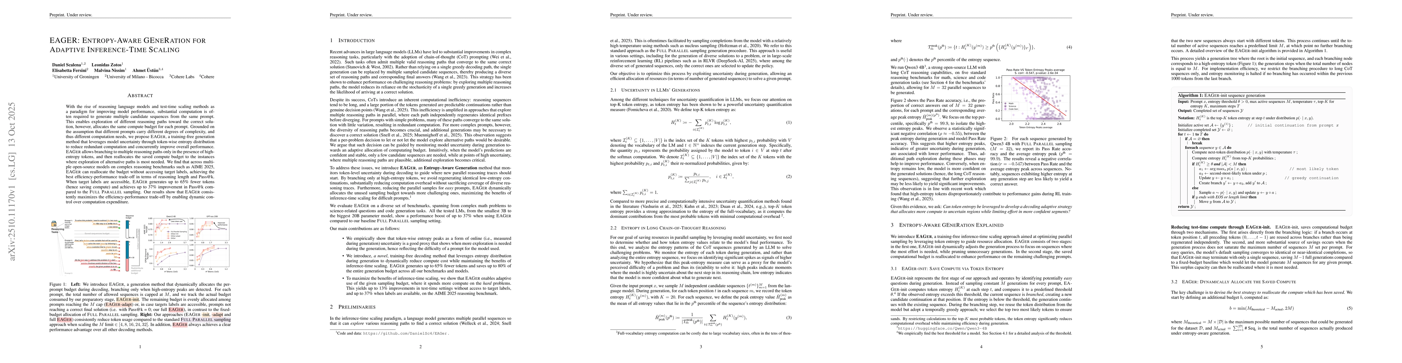 Thumbnail for EAGER: Entropy-Aware GEneRation for Adaptive Inference-Time Scaling