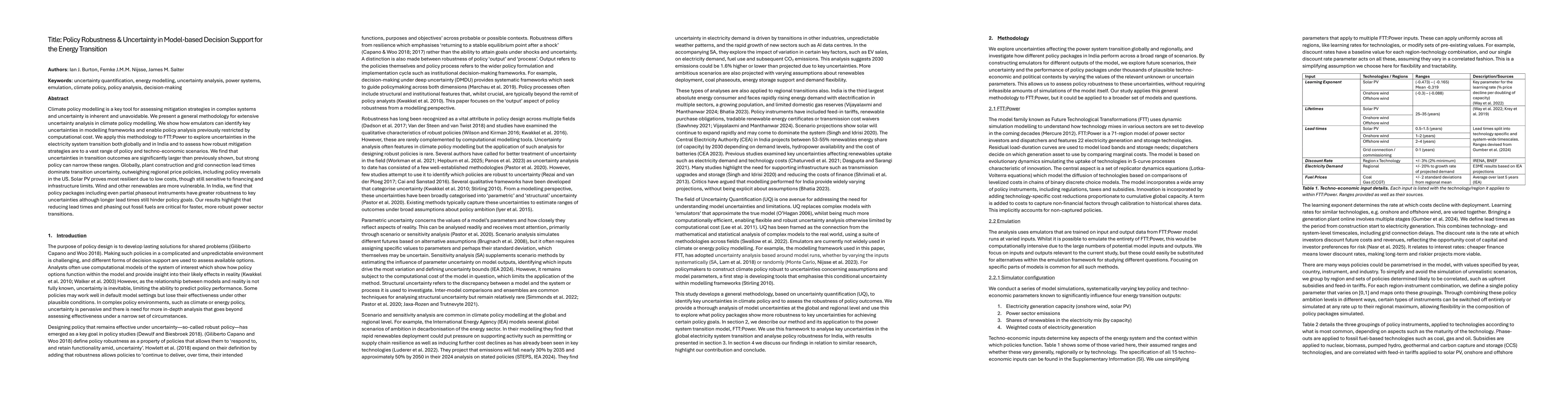 Thumbnail for Policy Robustness & Uncertainty in Model-based Decision Support for the
  Energy Transition