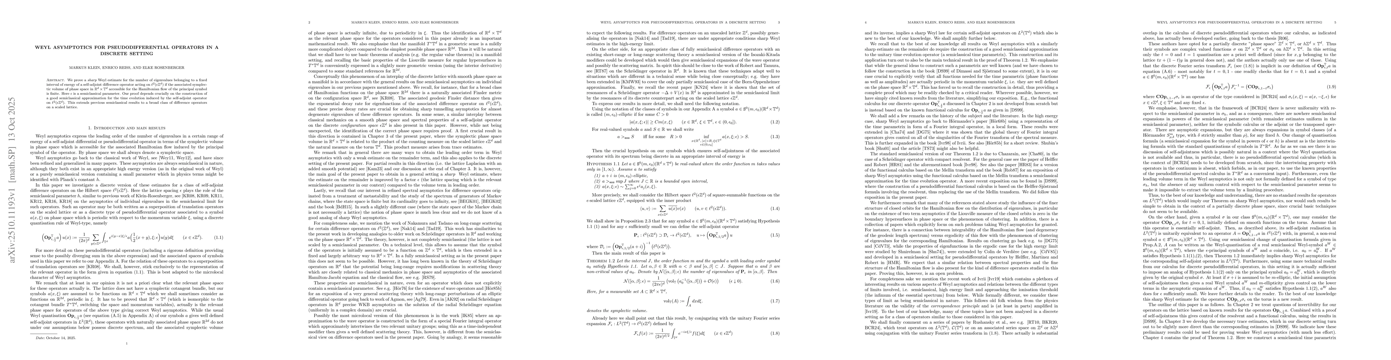 Thumbnail for Weyl asymptotics for pseudodifferential operators in a discrete setting