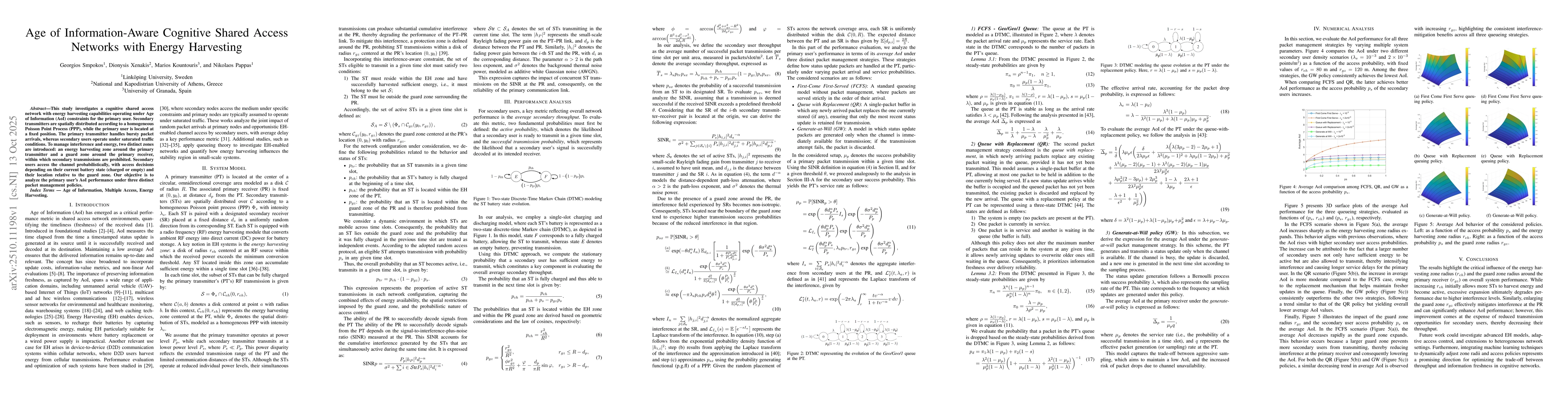 Thumbnail for Age of Information-Aware Cognitive Shared Access Networks with Energy
  Harvesting