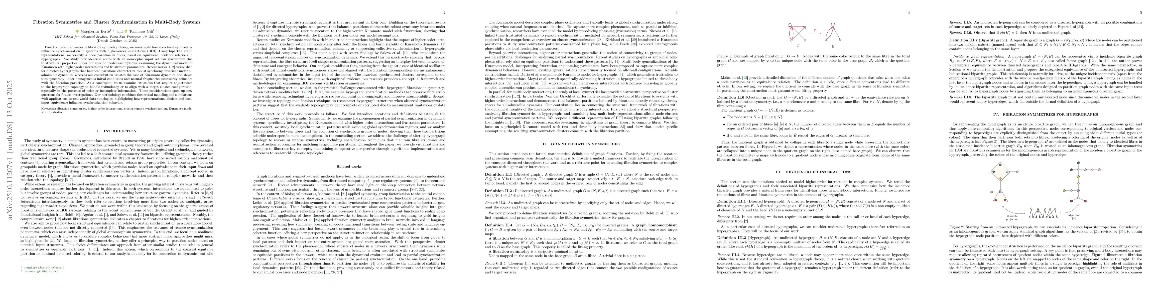 Thumbnail for Fibration Symmetries and Cluster Synchronization in Multi-Body Systems
