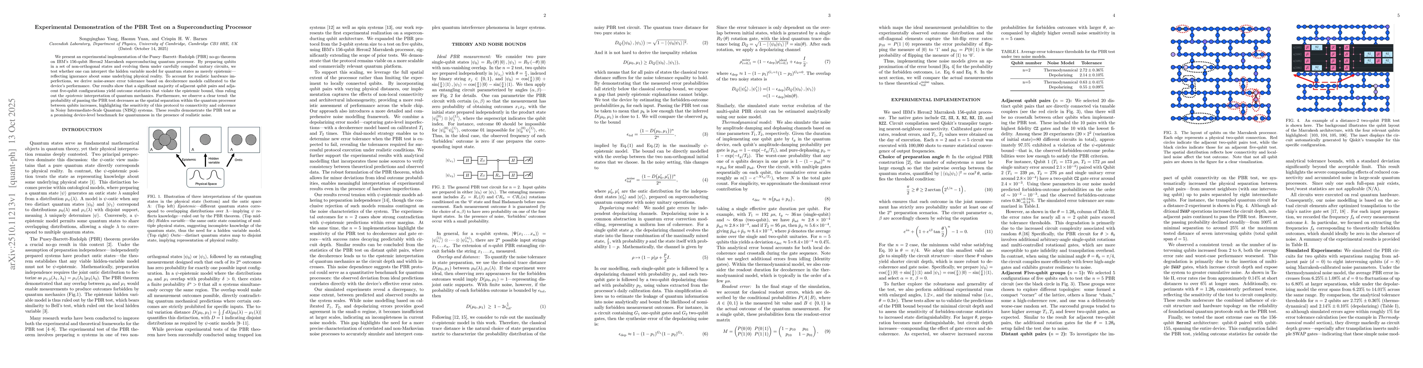 Thumbnail for Experimental Demonstration of the PBR Test on a Superconducting
  Processor