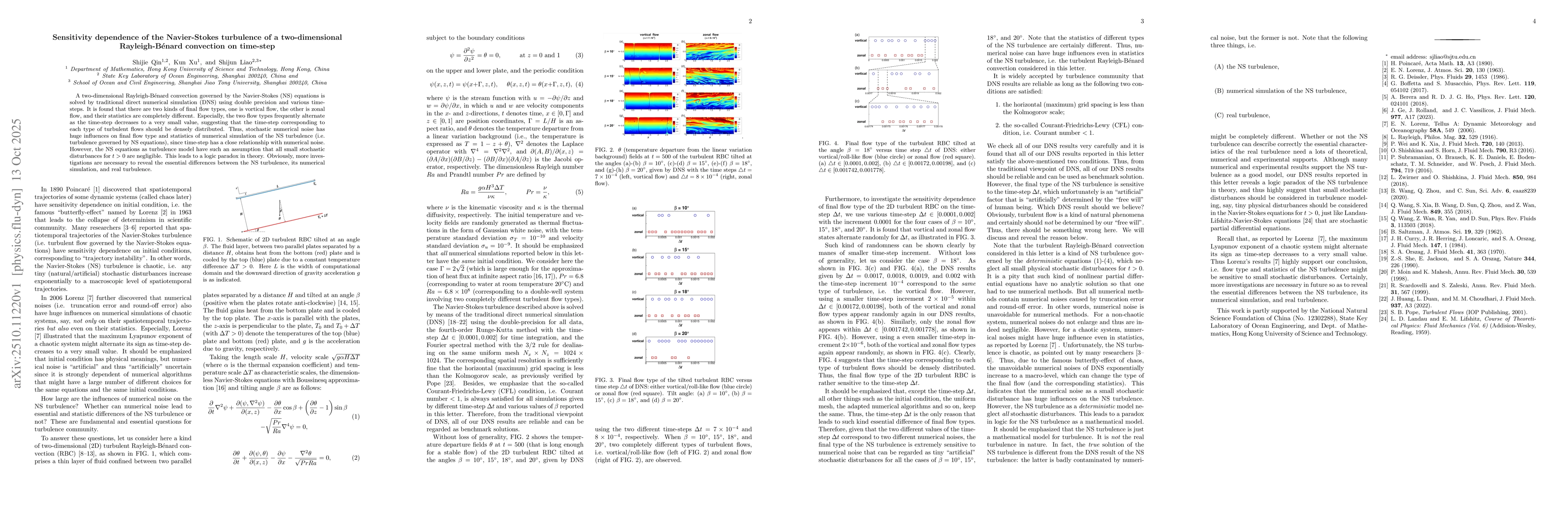 Thumbnail for Sensitivity dependence of the Navier-Stokes turbulence of a
  two-dimensional Rayleigh-Bénard convection on time-step
