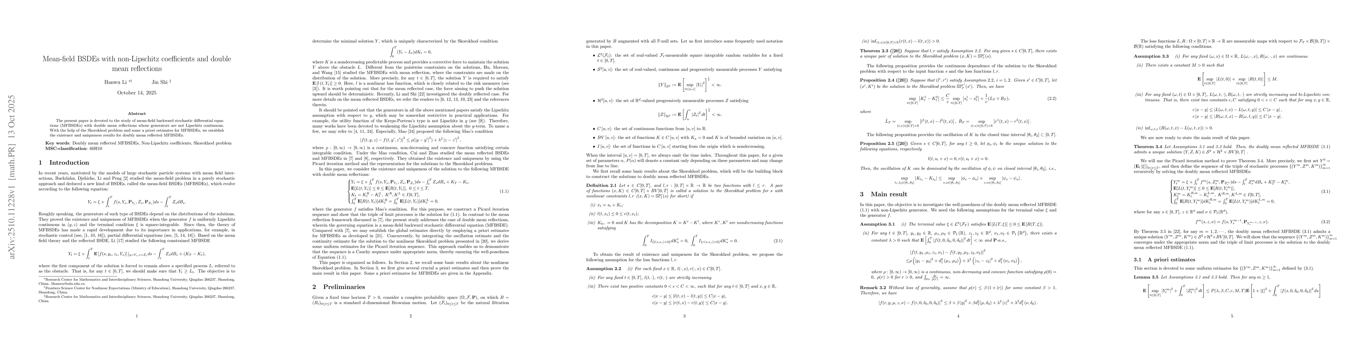 Thumbnail for Mean-field BSDEs with non-Lipschitz coefficients and double mean
  reflections