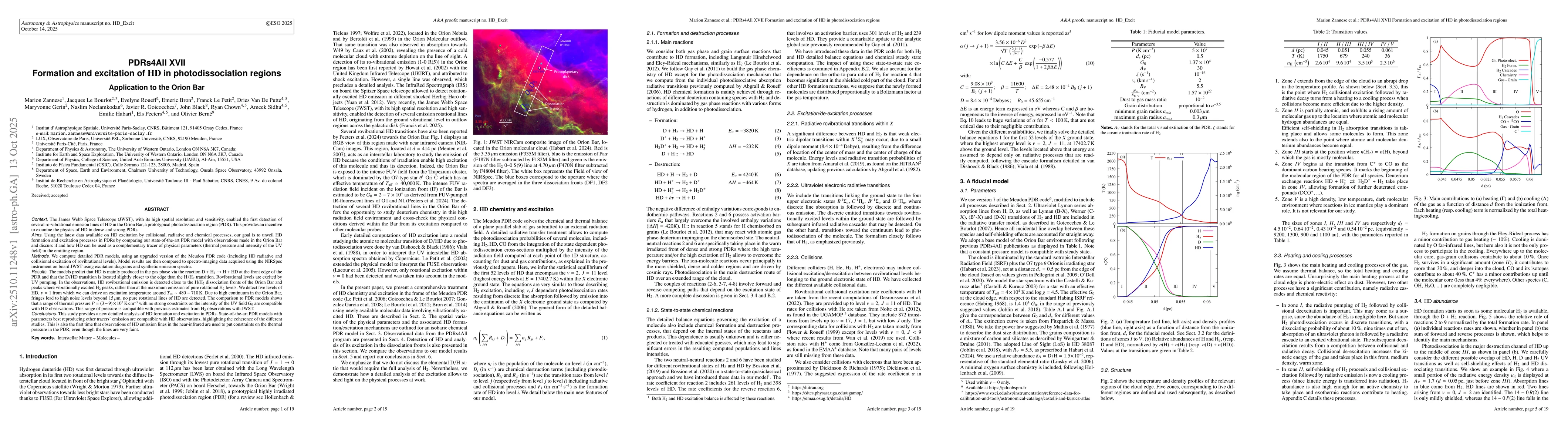 Thumbnail for PDRs4All XVII: Formation and excitation of HD in photodissociation
  regions. Application to the Orion Bar