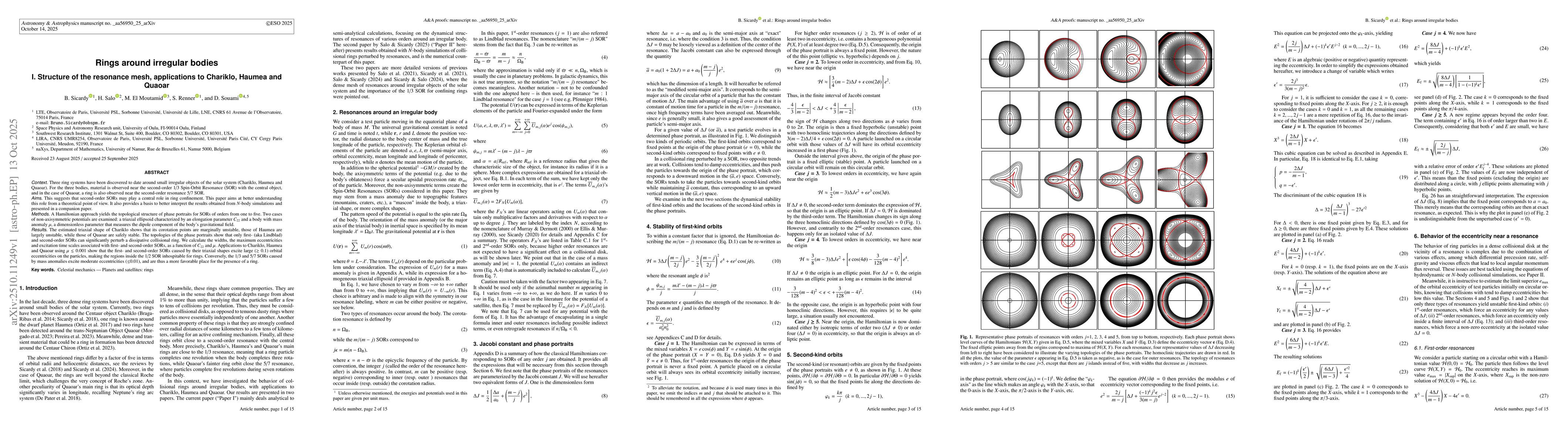 Thumbnail for Rings around irregular bodies I. Structure of the resonance mesh,
  applications to Chariklo, Haumea and Quaoar