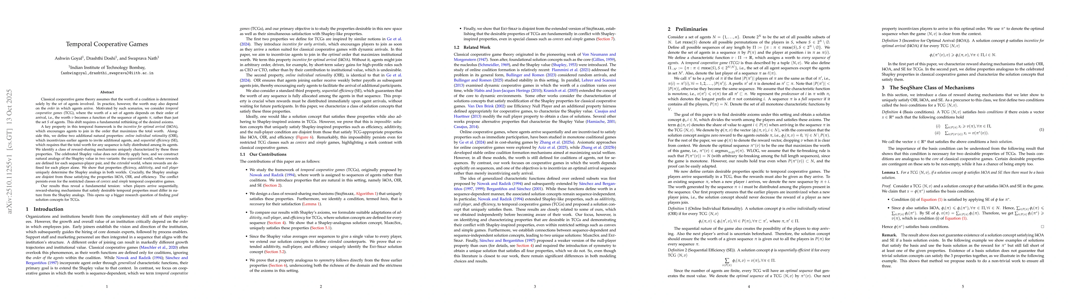 Thumbnail for Temporal Cooperative Games