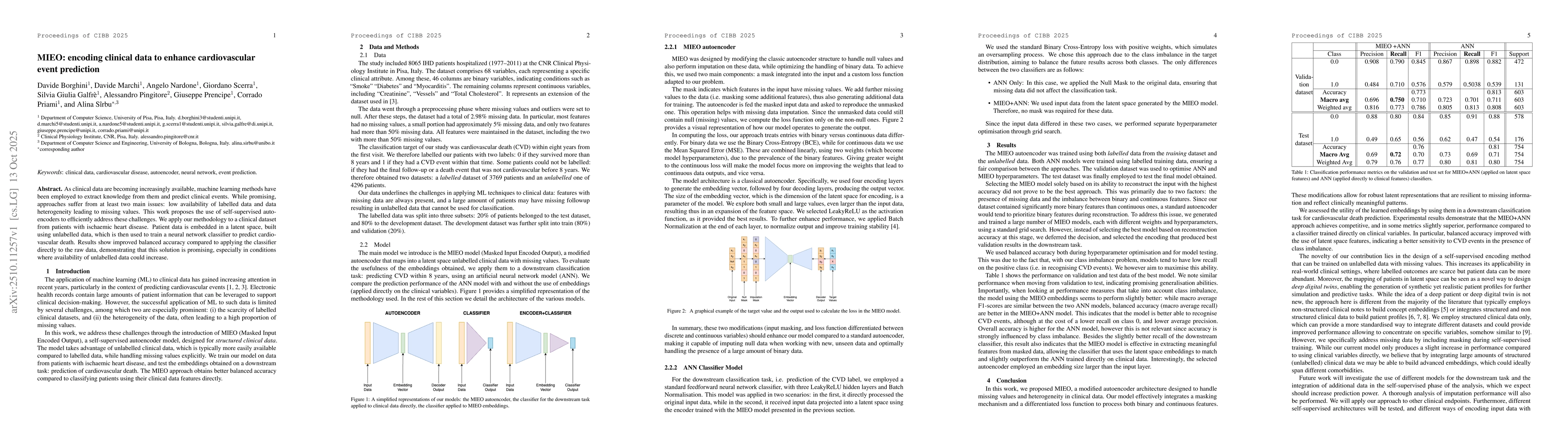 Thumbnail for MIEO: encoding clinical data to enhance cardiovascular event prediction