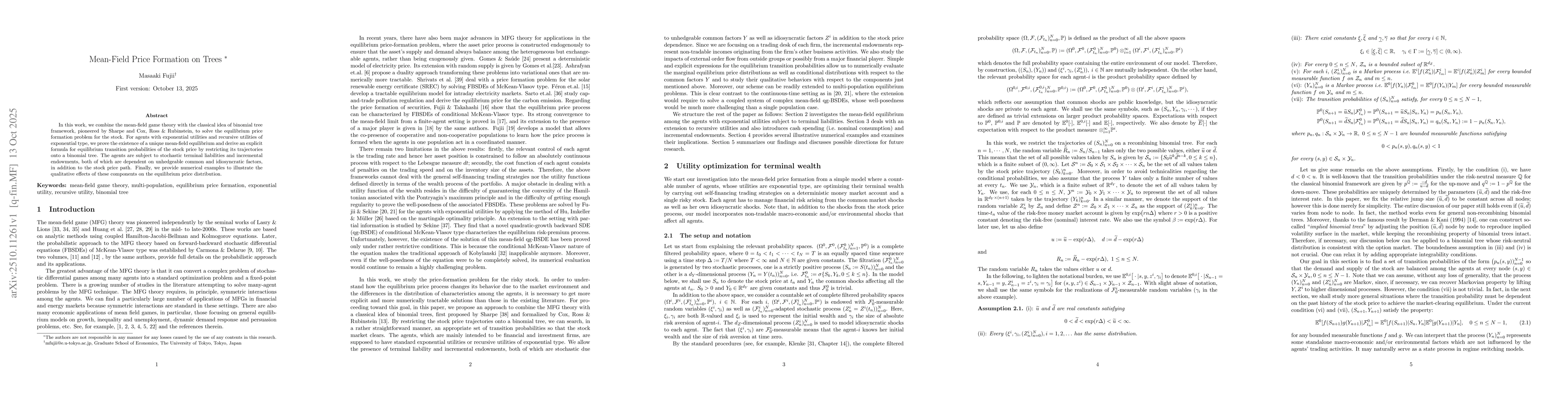 Thumbnail for Mean-Field Price Formation on Trees