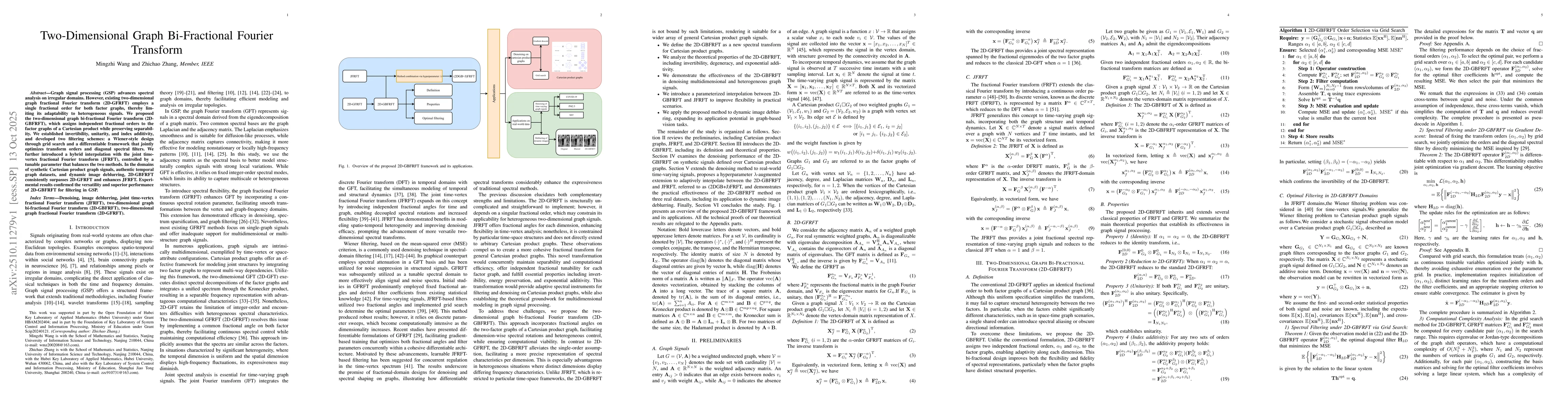 Thumbnail for Two-Dimensional Graph Bi-Fractional Fourier Transform