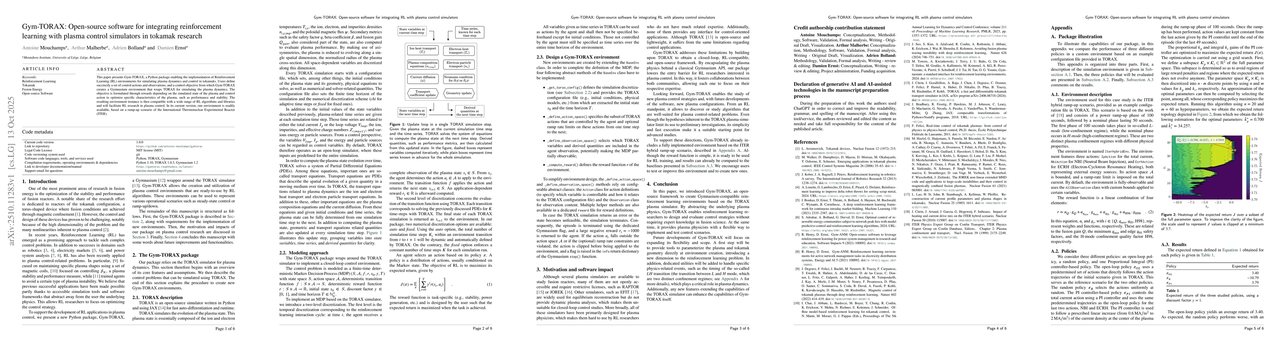Thumbnail for Gym-TORAX: Open-source software for integrating RL with plasma control
  simulators
