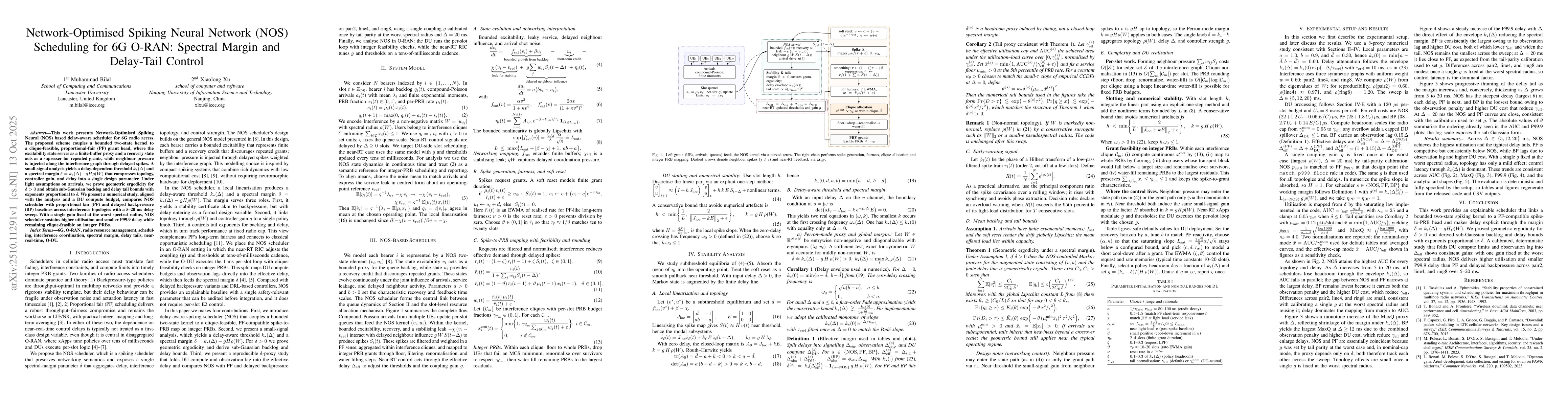 Thumbnail for Network-Optimised Spiking Neural Network (NOS) Scheduling for 6G O-RAN:
  Spectral Margin and Delay-Tail Control