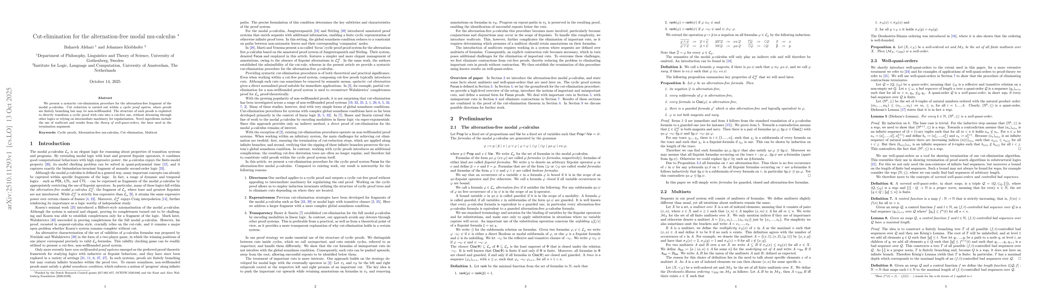 Thumbnail for Cut-elimination for the alternation-free modal mu-calculus