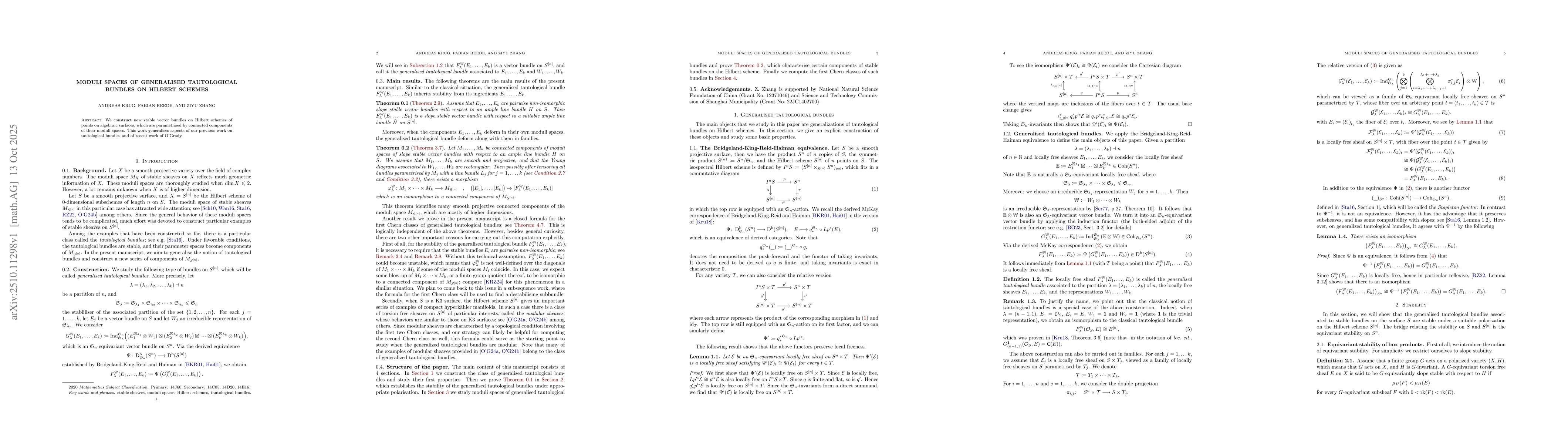 Thumbnail for Moduli spaces of generalised tautological bundles on Hilbert schemes