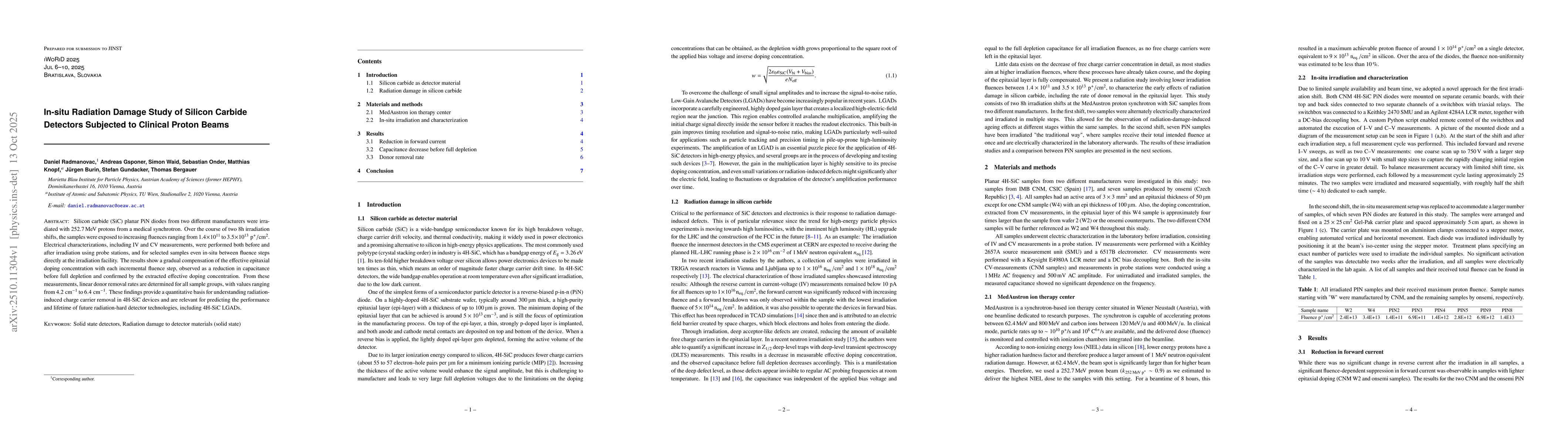 Thumbnail for In-situ Radiation Damage Study of Silicon Carbide Detectors Subjected to
  Clinical Proton Beams