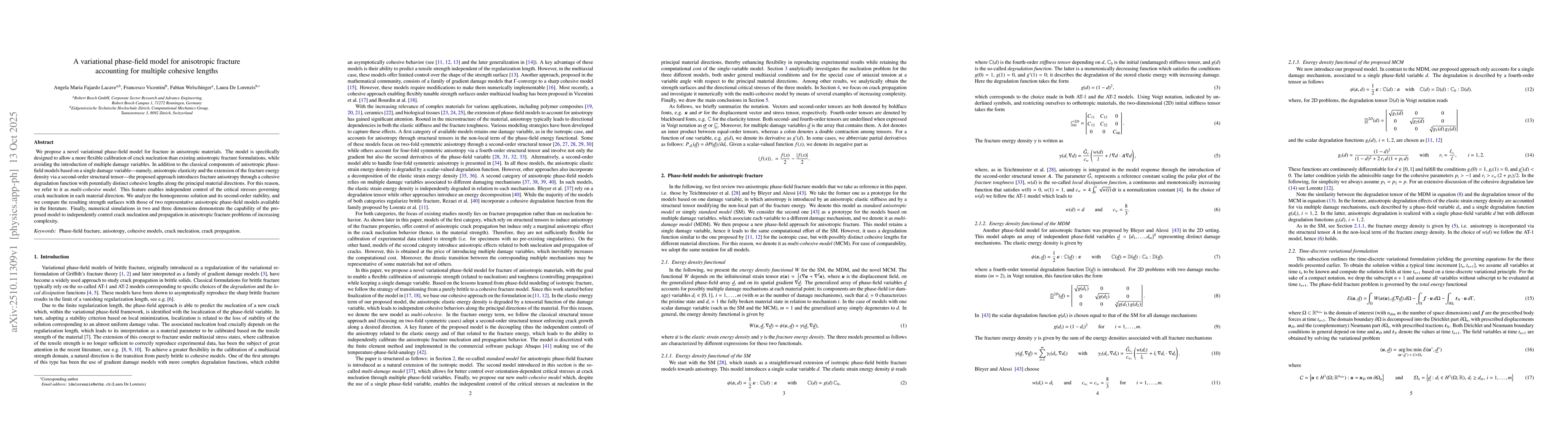 Thumbnail for A variational phase-field model for anisotropic fracture accounting for
  multiple cohesive lengths