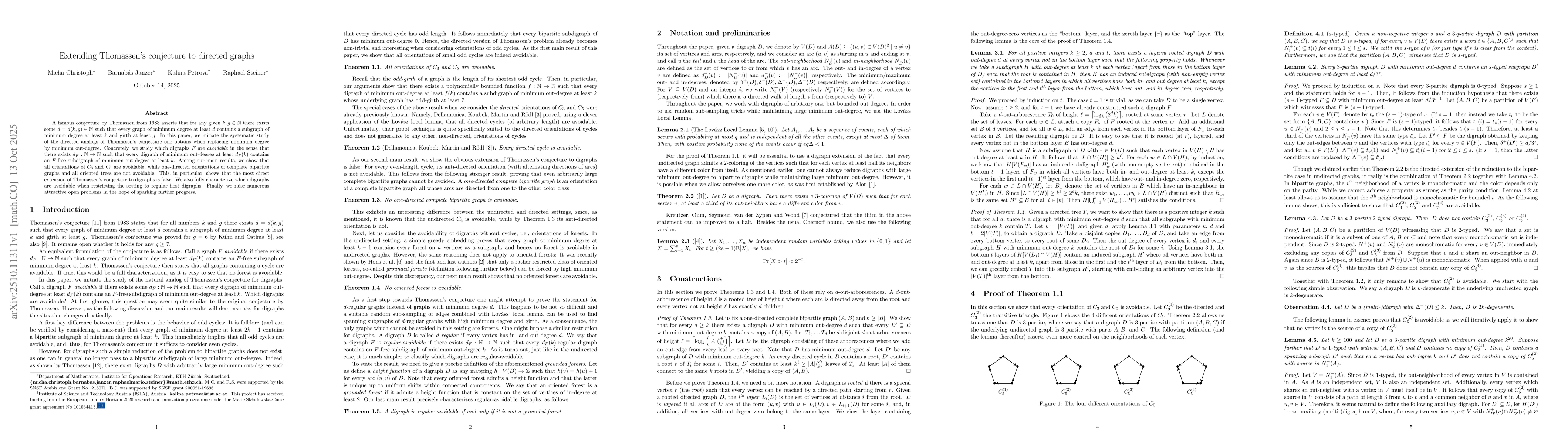 Thumbnail for Extending Thomassen's conjecture to directed graphs