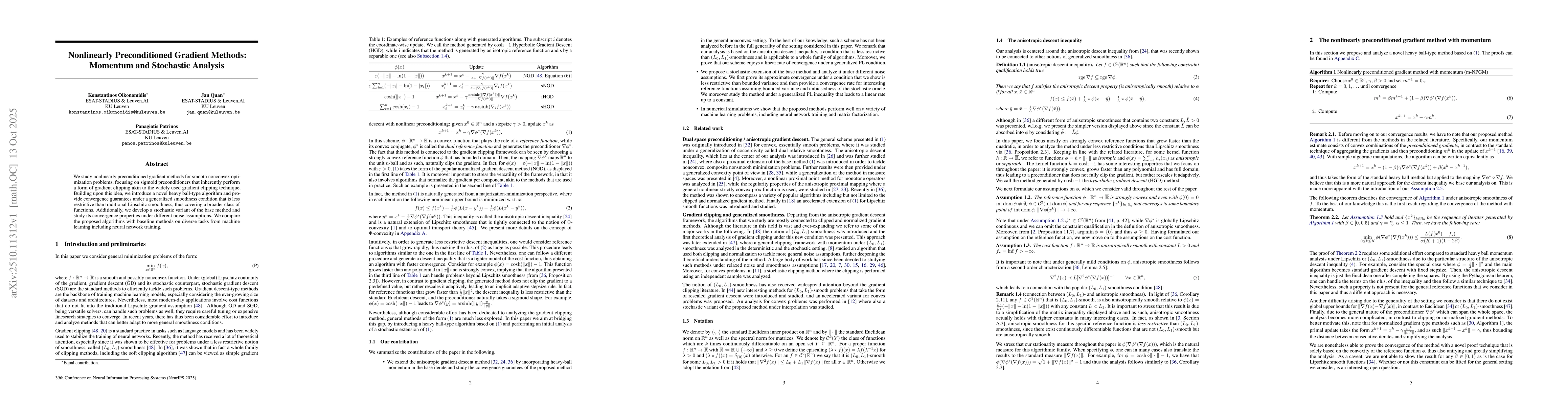 Thumbnail for Nonlinearly Preconditioned Gradient Methods: Momentum and Stochastic
  Analysis