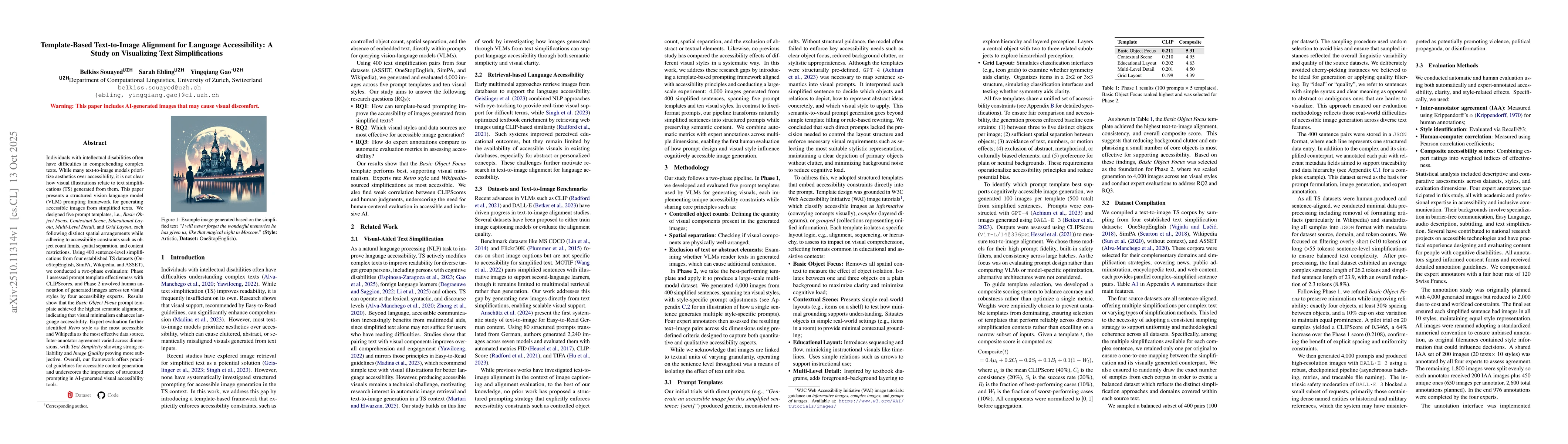 Thumbnail for Template-Based Text-to-Image Alignment for Language Accessibility: A
  Study on Visualizing Text Simplifications