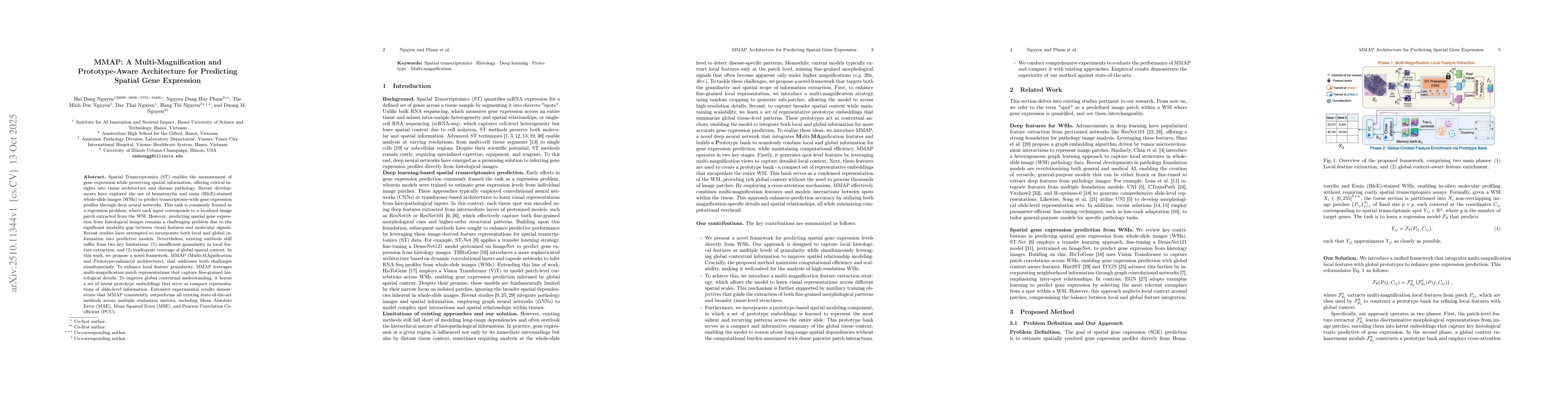 Thumbnail for MMAP: A Multi-Magnification and Prototype-Aware Architecture for
  Predicting Spatial Gene Expression