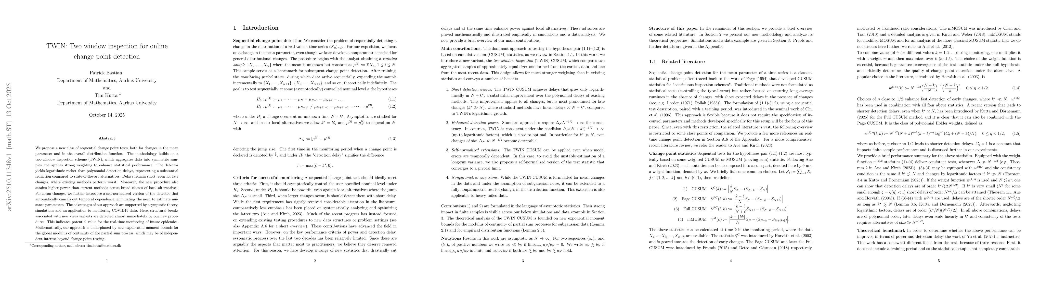 Thumbnail for TWIN: Two window inspection for online change point detection
