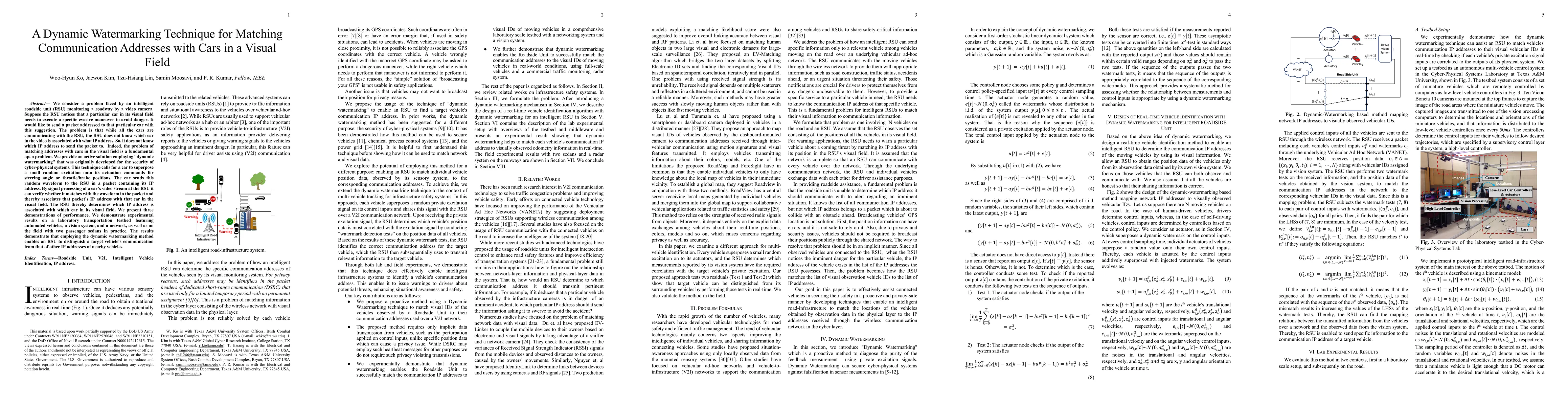 Thumbnail for A Dynamic Watermarking Technique for Matching Communication Addresses
  with Cars in a Visual Field