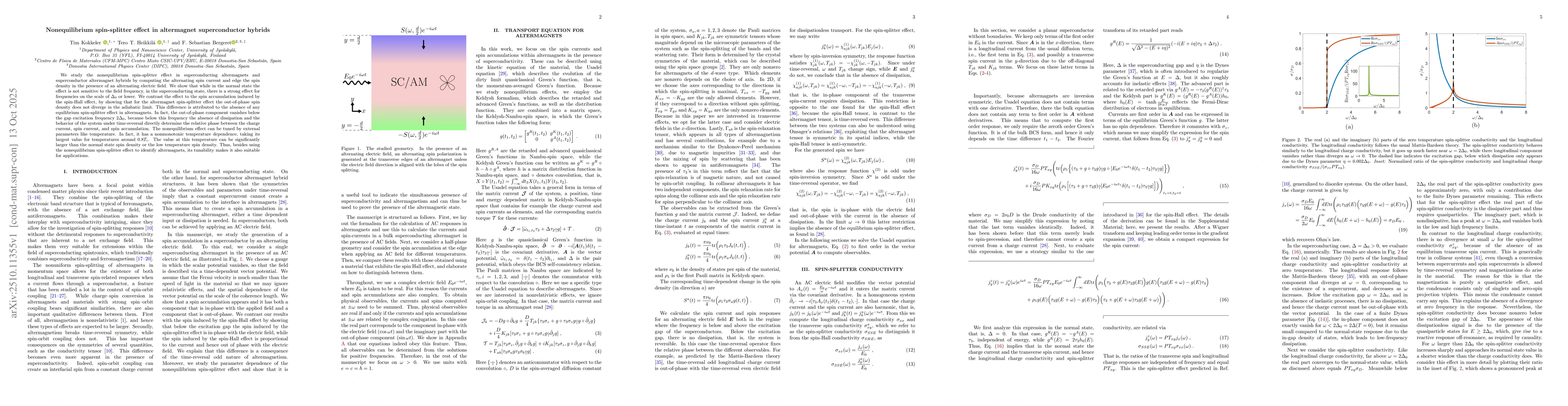 Thumbnail for Nonequilibrium spin-splitter effect in altermagnet superconductor
  hybrids