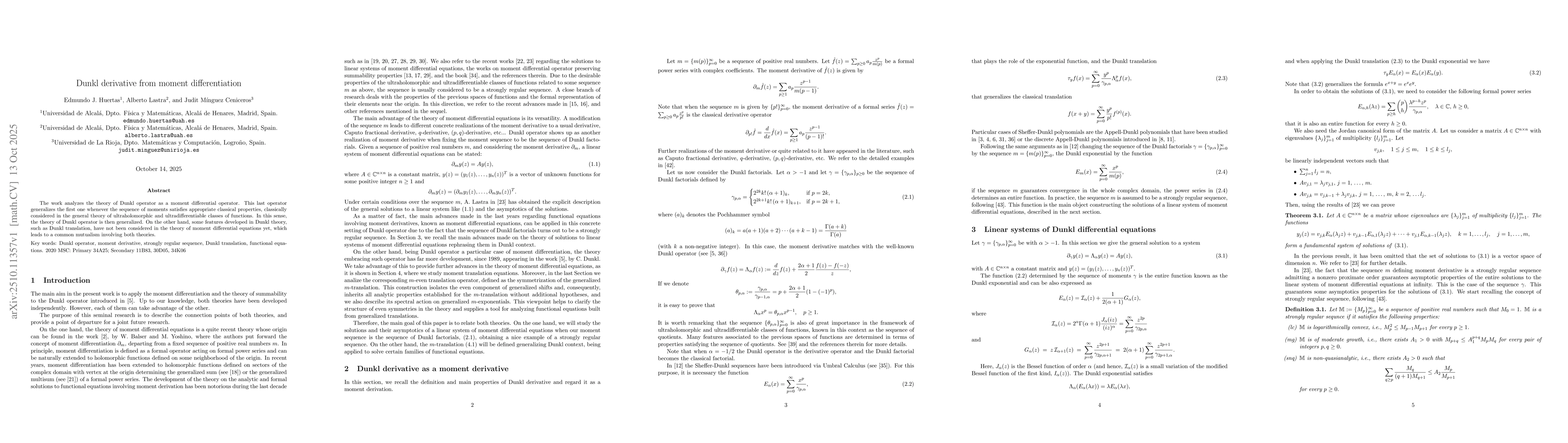 Thumbnail for Dunkl derivative from moment differentiation