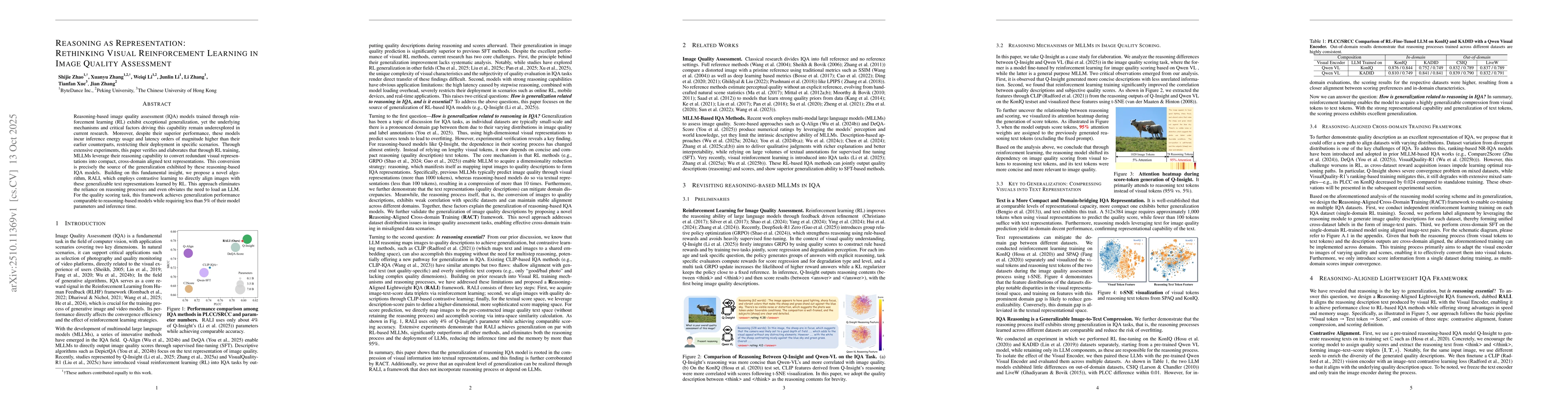 Thumbnail for Reasoning as Representation: Rethinking Visual Reinforcement Learning in
  Image Quality Assessment