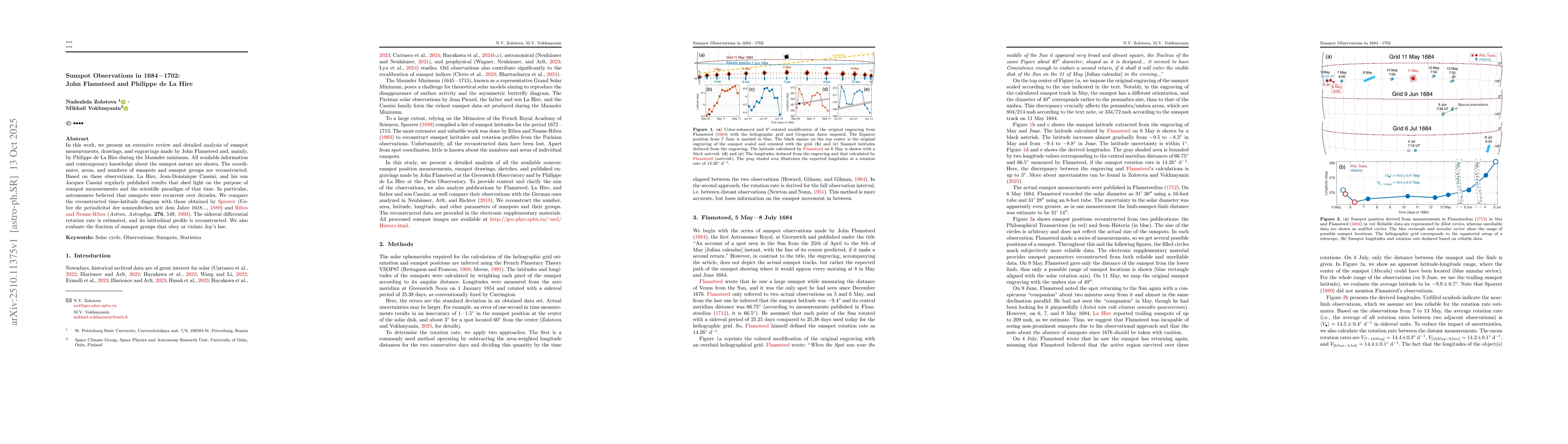 Thumbnail for Sunspot Observations in 1684-1702: John Flamsteed and Philippe de La
  Hire