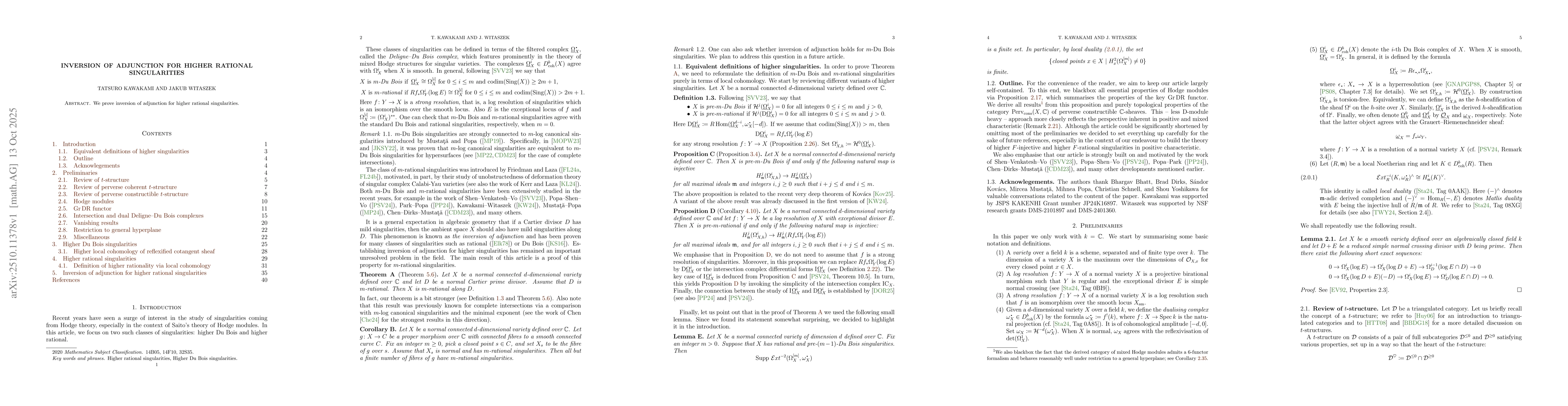 Thumbnail for Inversion of adjunction for higher rational singularities