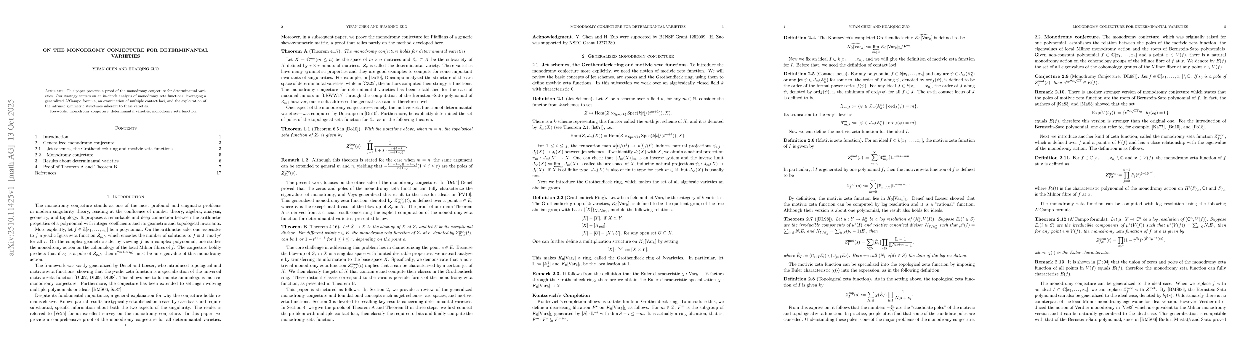 Thumbnail for On the monodromy conjecture for determinantal varieties