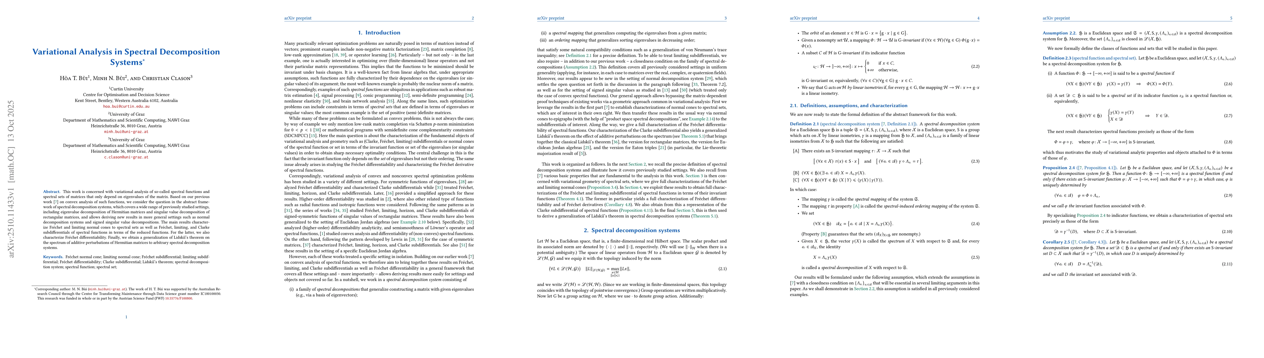 Thumbnail for Variational Analysis in Spectral Decomposition Systems