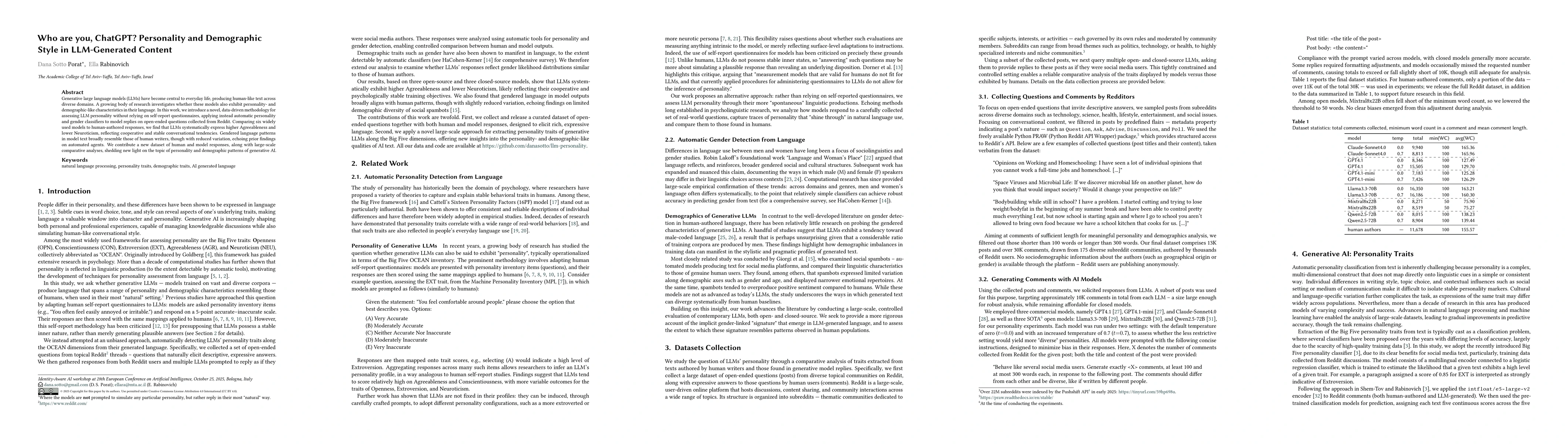 Thumbnail for Who are you, ChatGPT? Personality and Demographic Style in LLM-Generated
  Content