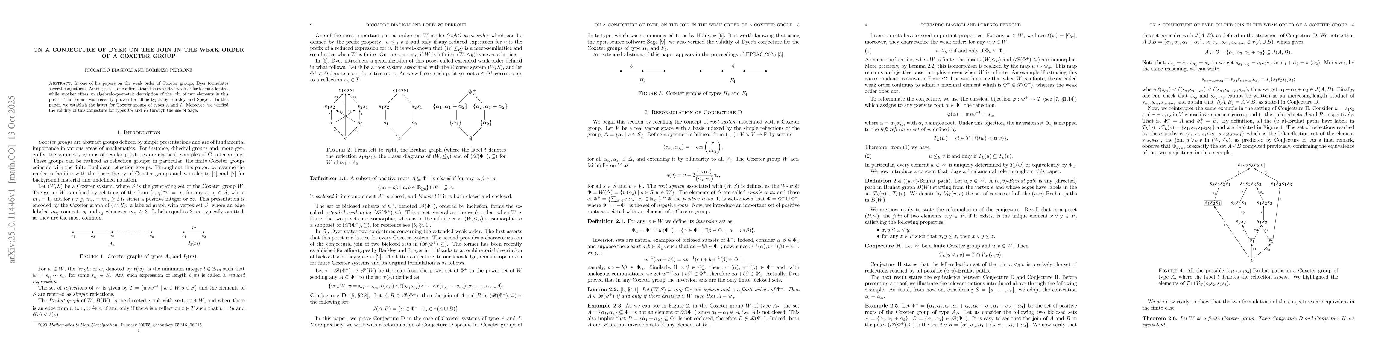 Thumbnail for On a Conjecture of Dyer on the Join in the Weak Order of a Coxeter group